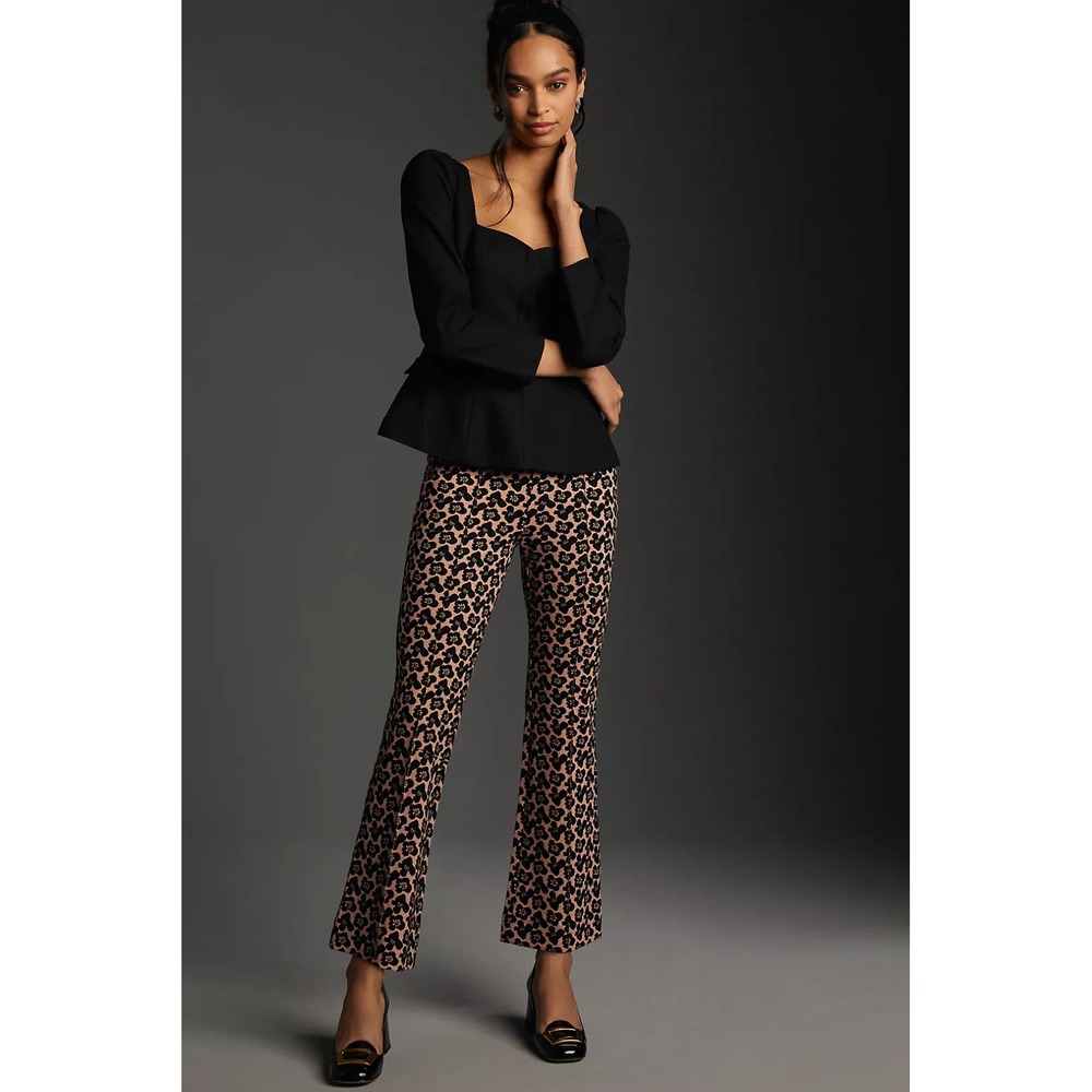 Maeve by Anthropologie Margot Floral Wide Leg Pull On Pants Pink Black Large